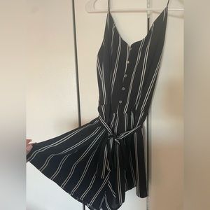 Romper With Tie Belt Around Waist